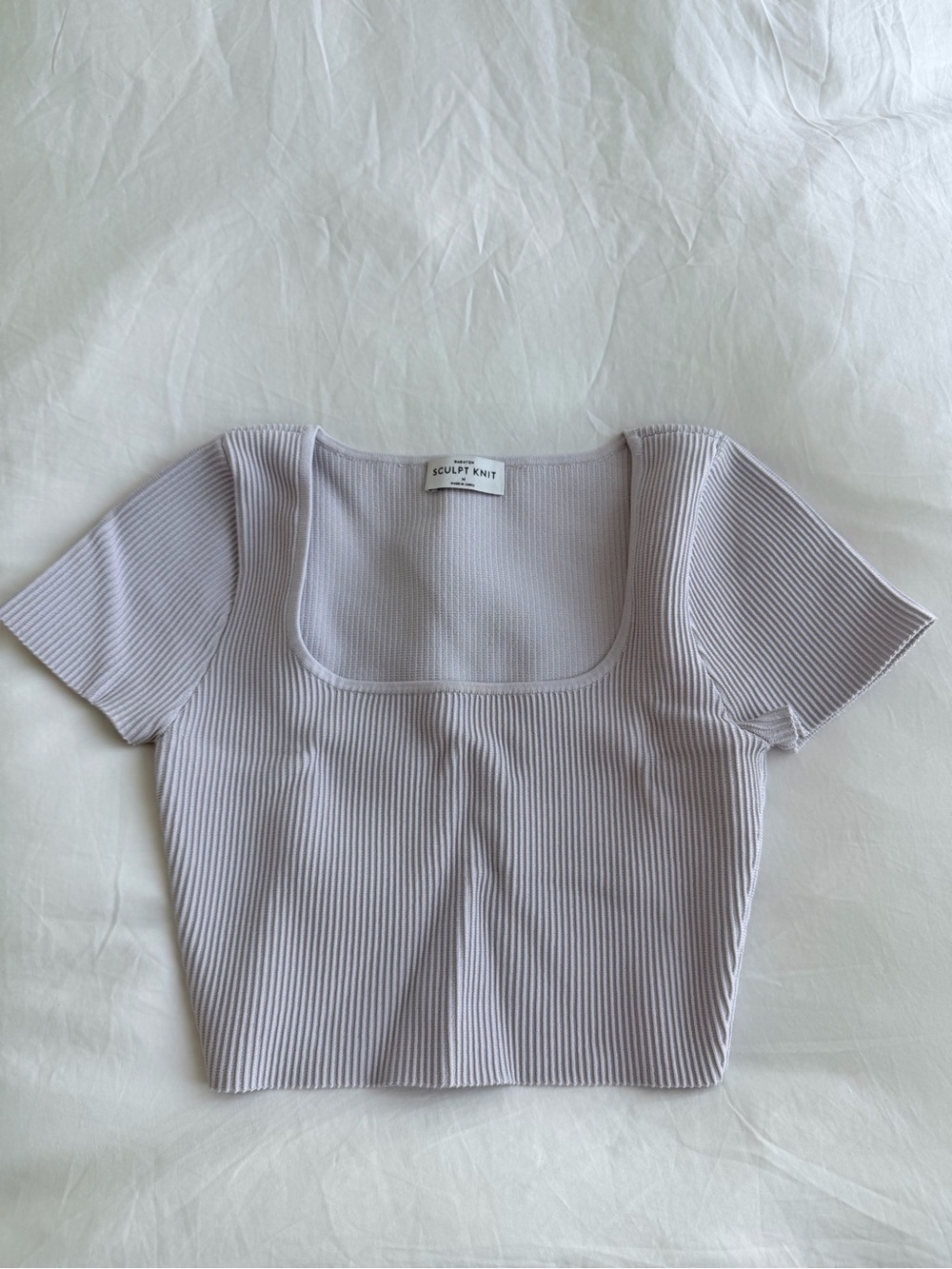 Aritzia sculpt knit Lilac Ribbed Square-Neck Crop Top - NWOT